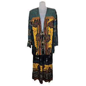 VTG 80s 90s Southwestern In Group Ltd Skirt Jacket Womens M Bohemian Fringe USA
